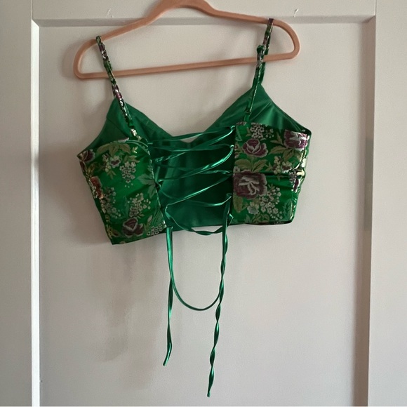 Sweetly Chic Green Floral Jacquard Two-Piece Mini Dress - Picture 10 of 14